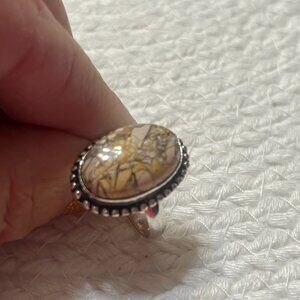 Natural BRECCIATED MOOKAITE Handmade Sterling 925 Ring Size 8 #766D